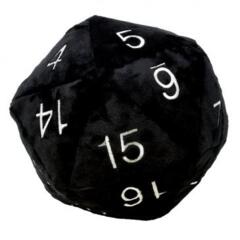 Ultra Pro Jumbo D20 Plush Die Black with Silver Numbers